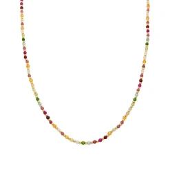 Collar de Plata de Ley 925 con Cristal Multicolor acabado en oro amarillo 18K - Dirrim