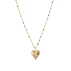 Collar de Plata de Ley 925 con Circonita Multicolor acabado en oro amarillo 18K - Hamka