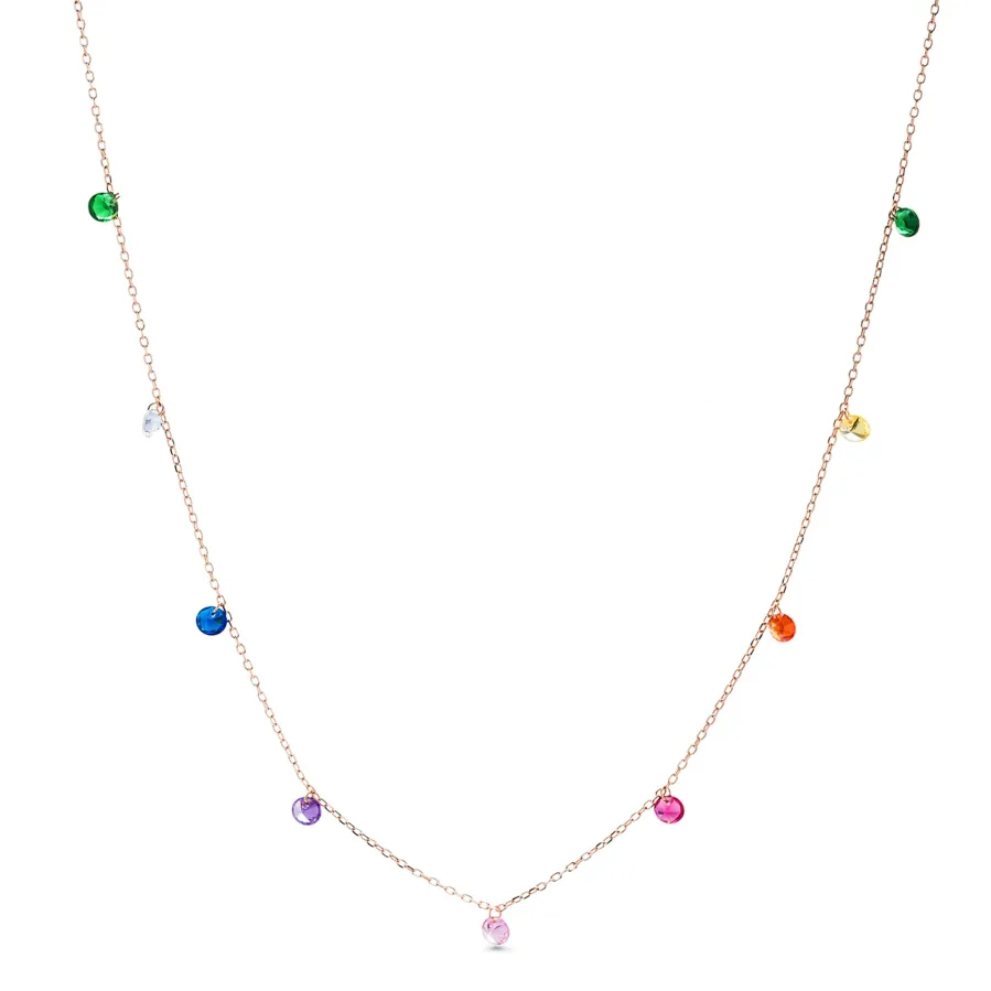 Collar de Plata de Ley 925 con Circonita Multicolor acabado en oro rosa 18K - Rolcon