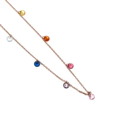 Collar de Plata de Ley 925 con Circonita Multicolor acabado en oro rosa 18K - Rolcon