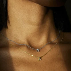 Collar de Plata de Ley 925 con Circonita Multicolor acabado en oro amarillo 18K - Alphabet