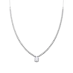 Collar de Plata de Ley 925 con Circonita Brillante acabado en rodio - Guoi