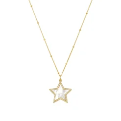 Collar de Plata de Ley 925 con Madreperla Blanca acabado en oro amarillo 18K - Adala