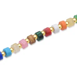 Collar de Plata de Ley 925 con Cristal Multicolor acabado en oro amarillo 18K - Ihun