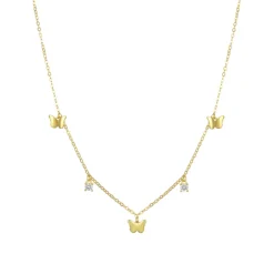 Collar de Plata de Ley 925 con Circonita Brillante acabado en oro amarillo 18K - Nall