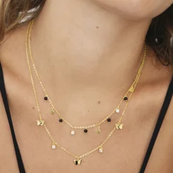 Collar de Plata de Ley 925 con Circonita Brillante acabado en oro amarillo 18K - Nall