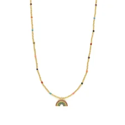 Collar de Plata de Ley 925 y Circonita Multicolor acabado en oro amarillo 18k - Nivart