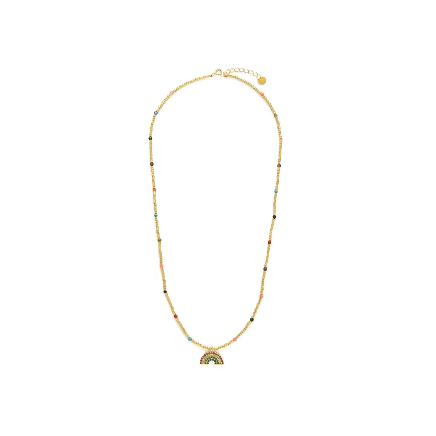 Collar de Plata de Ley 925 y Circonita Multicolor acabado en oro amarillo 18k - Nivart