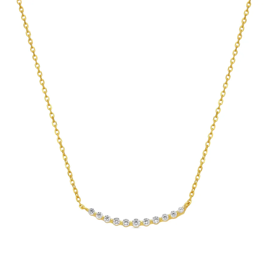 Collar de Plata de Ley 925 y Circonita Brillante acabado oro amarillo de 18k - Copim