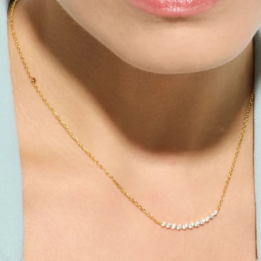 Collar de Plata de Ley 925 y Circonita Brillante acabado oro amarillo de 18k - Copim