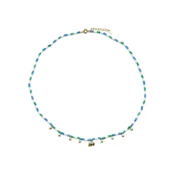 Collar de Plata de Ley 925 y Cristal Azul Oscuro acabado oro 18k - Dirhum