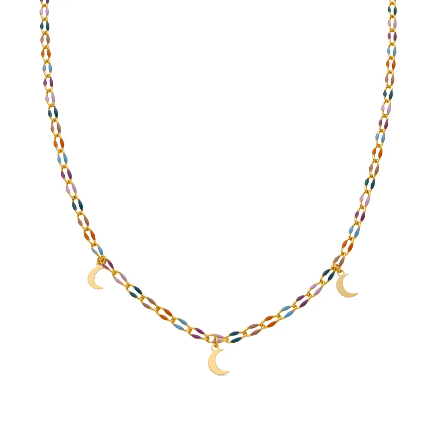 Collar de Plata de Ley 925 y Lacado Multicolor acabado oro 18k - Liesi