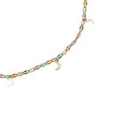 Collar de Plata de Ley 925 y Lacado Multicolor acabado oro 18k - Liesi