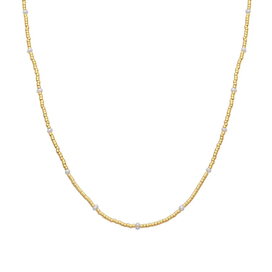 Collar de Plata de Ley 925 y Lacado Blanco acabado en oro amarillo de 18k - Altow