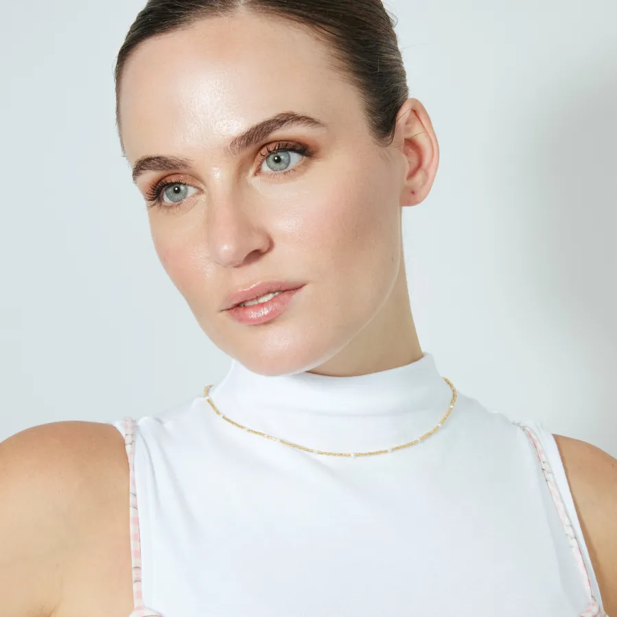 Collar de Plata de Ley 925 y Lacado Blanco acabado en oro amarillo de 18k - Altow