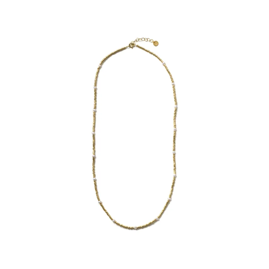 Collar de Plata de Ley 925 y Lacado Blanco acabado en oro amarillo de 18k - Altow