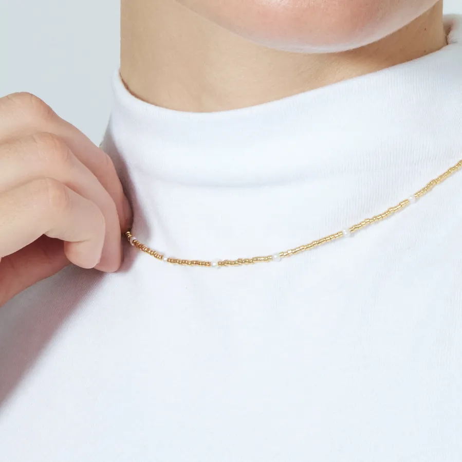 Collar de Plata de Ley 925 y Lacado Blanco acabado en oro amarillo de 18k - Altow