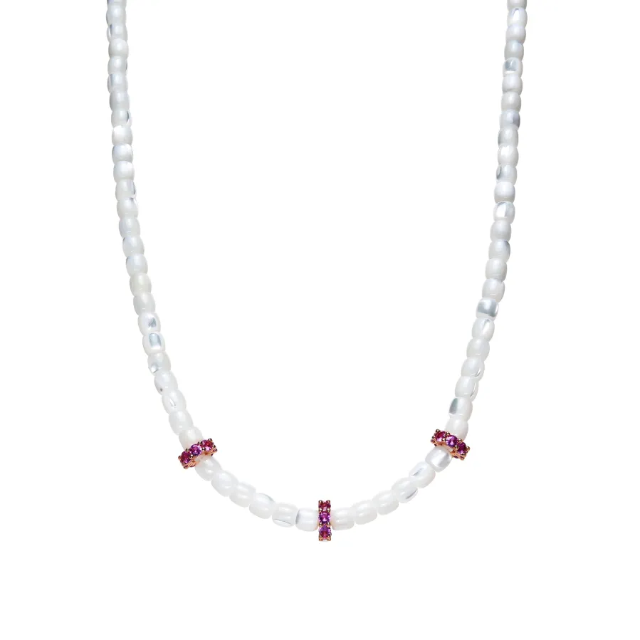 Collar de Plata de Ley 925 y Madreperla Blanca acabado oro amarillo de 18k - Fyro