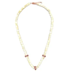 Collar de Plata de Ley 925 y Madreperla Blanca acabado oro amarillo de 18k - Fyro
