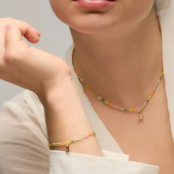 Collar de Plata de Ley 925 y Lacado Multicolor acabado oro amarillo de 18k - Saukha