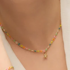 Collar de Plata de Ley 925 y Lacado Multicolor acabado oro amarillo de 18k - Saukha