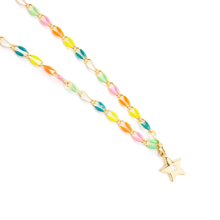 Collar de Plata de Ley 925 y Lacado Multicolor acabado oro amarillo de 18k - Saukha