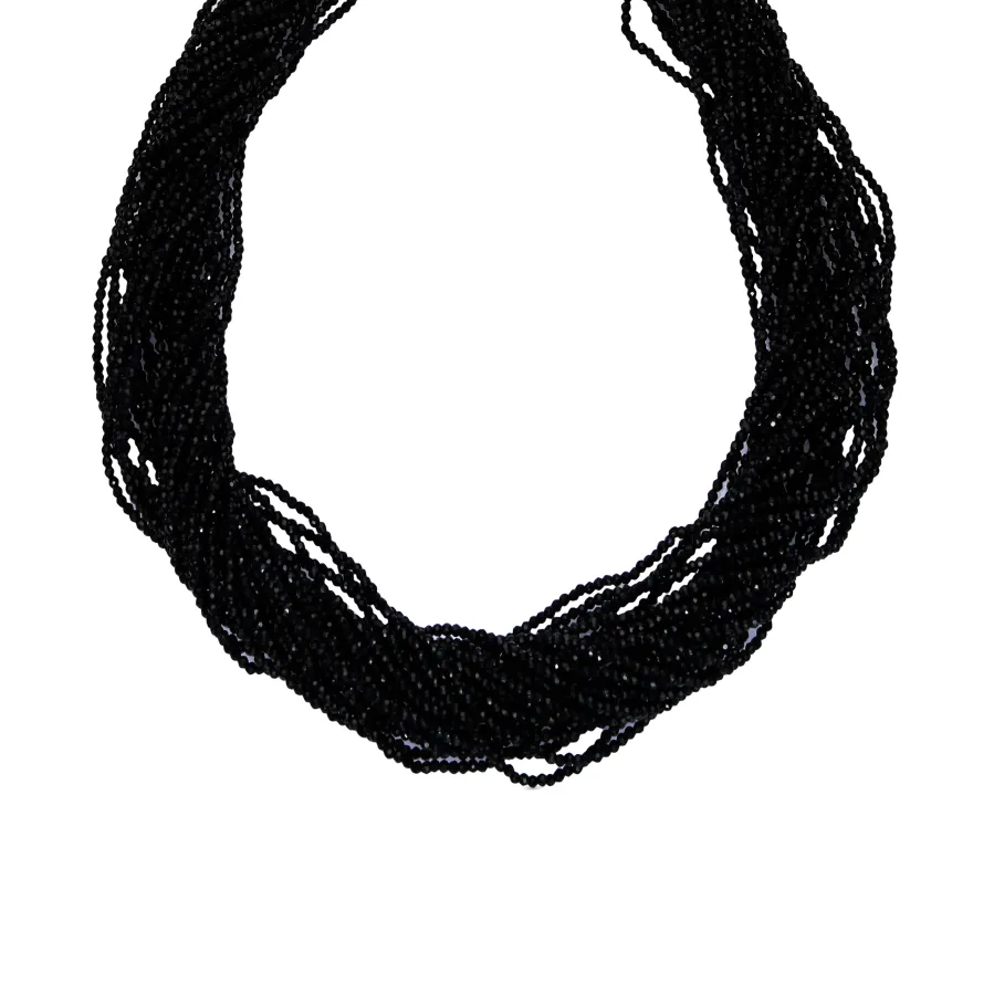 Collar de Plata de Ley 925 y Cristal Negro acabado rodio - Kibak