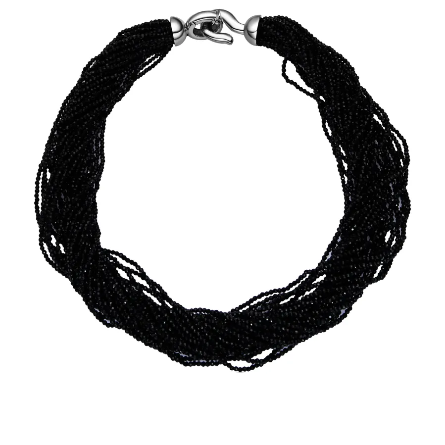 Collar de Plata de Ley 925 y Cristal Negro acabado rodio - Kibak