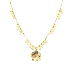 Collar de Plata de Ley 925 y Circonita Multicolor acabado oro amarillo de 18k - Xikan