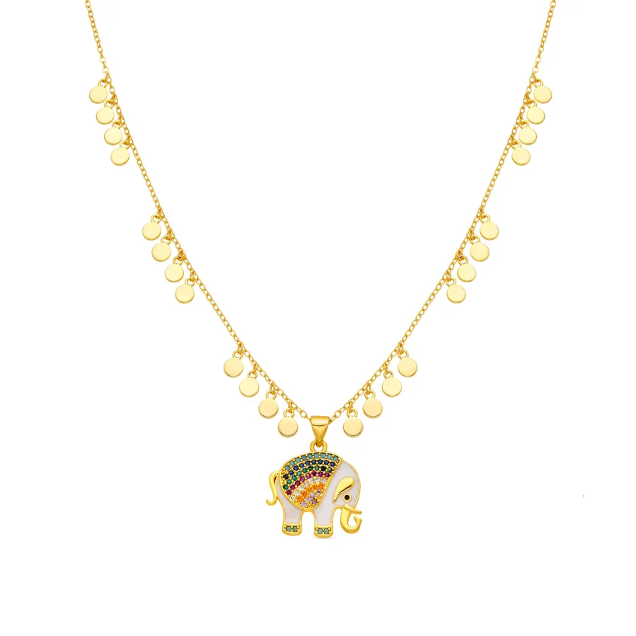 Collar de Plata de Ley 925 y Circonita Multicolor acabado oro amarillo de 18k - Xikan