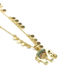 Collar de Plata de Ley 925 y Circonita Multicolor acabado oro amarillo de 18k - Xikan