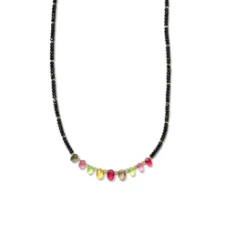 Collar de Plata de Ley 925 y Turmalina Multicolor acabado en oro amarillo de 18k - Renzah