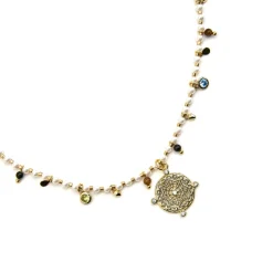 Collar de Plata de Ley 925 y Perla Blanca acabado oro 18k - Thydo