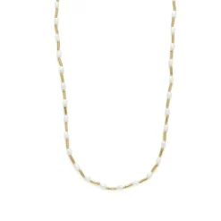 Collar de Plata de Ley 925 y Perla Blanca acabado en oro amarillo 18k - Laurid