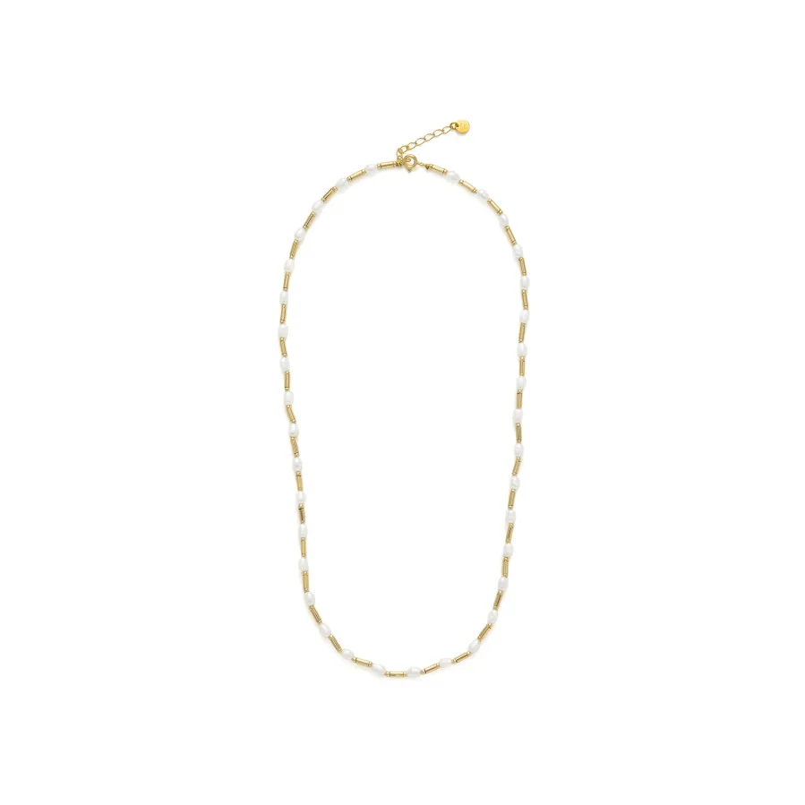 Collar de Plata de Ley 925 y Perla Blanca acabado en oro amarillo 18k - Laurid