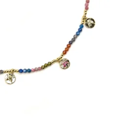 Collar de Plata de Ley 925 y Cristal Multicolor acabado oro 18k - Ufore