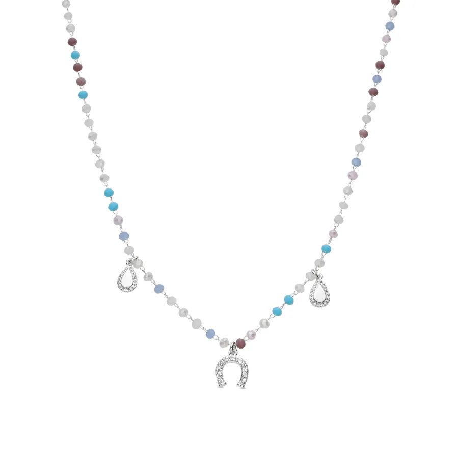 Collar de Plata de Ley 925 y Circonita Aguamarina acabado rodio - Neusne