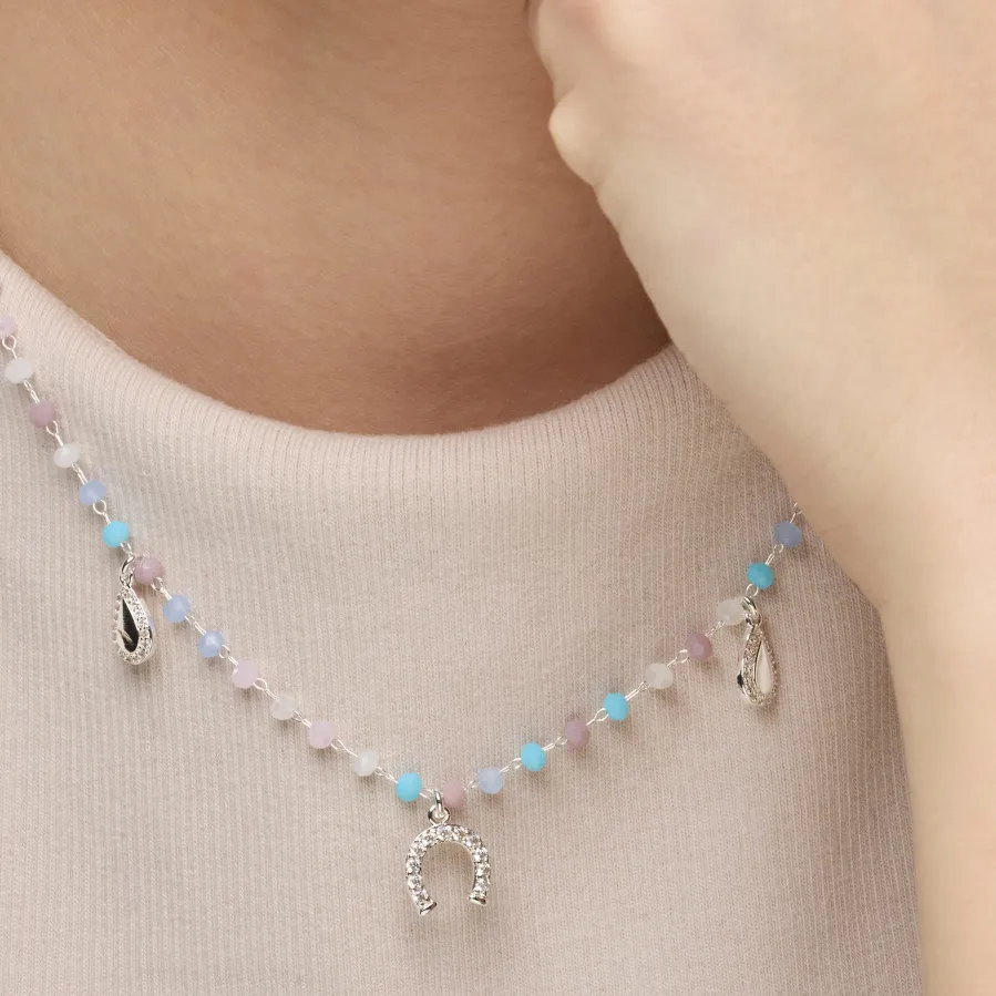 Collar de Plata de Ley 925 y Circonita Aguamarina acabado rodio - Neusne