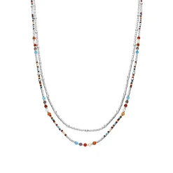 Collar de Plata de Ley 925 y Cristal Granate acabado rodio - Lareth