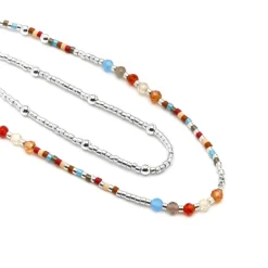 Collar de Plata de Ley 925 y Cristal Granate acabado rodio - Lareth