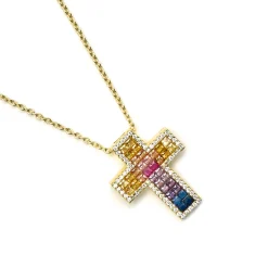 Collar de Plata de Ley 925 y Circonita Multicolor acabado oro 18k - Bhaime