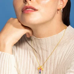 Collar de Plata de Ley 925 y Circonita Multicolor acabado oro 18k - Bhaime
