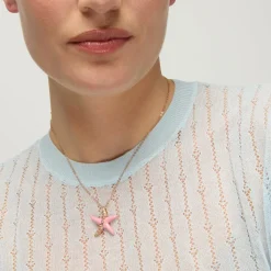 Collar de Plata de Ley 925 y Lacado Rosa acabado oro amarillo de 18k - Tliak