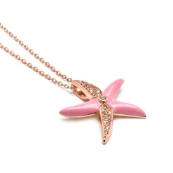 Collar de Plata de Ley 925 y Lacado Rosa acabado oro amarillo de 18k - Tliak