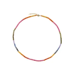 Collar de Plata de Ley 925 y Cristal Multicolor acabado oro 18k - Siran