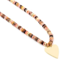 Collar de Plata de Ley 925 y Agata Multicolor acabado oro amarillo de 18k Umex