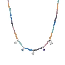 Collar de Plata de Ley 925 y Cristal Multicolor acabado rodio - Muza