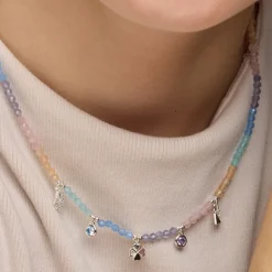 Collar de Plata de Ley 925 y Cristal Multicolor acabado rodio - Muza