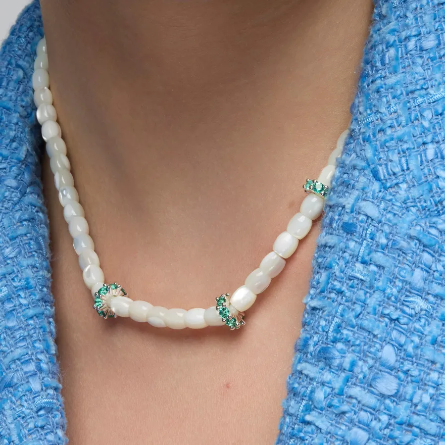 Collar de Plata de Ley 925 y Madreperla Blanca acabado rodio - Fyro