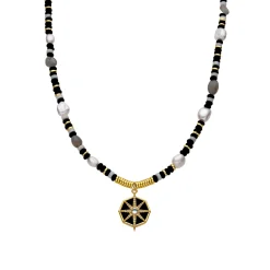 Collar de Plata de Ley 925 y Onix acabado oro 18k - Nanys